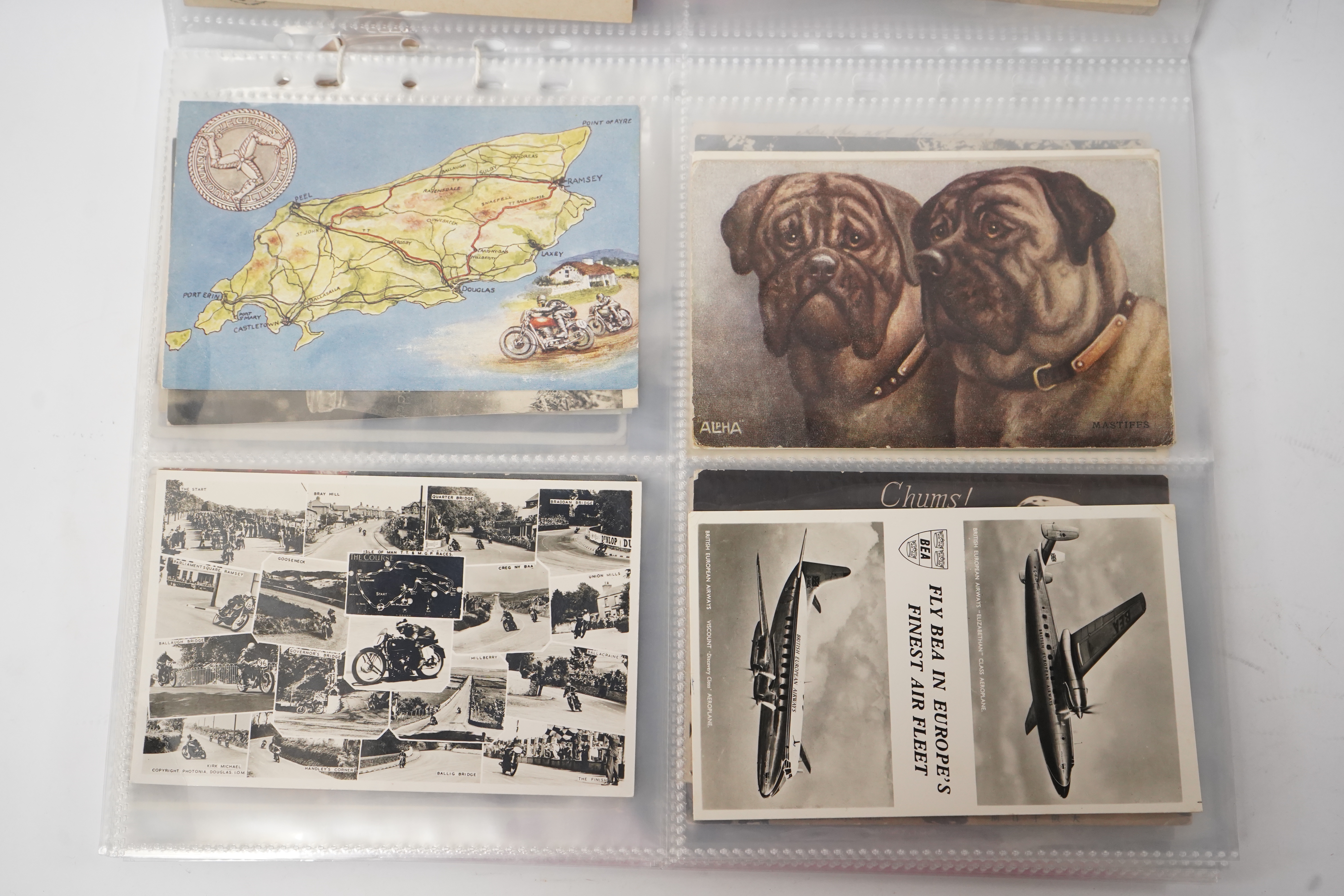 A group of eighty eight assorted vintage postcards, including American topography, rail accidents and motoring.